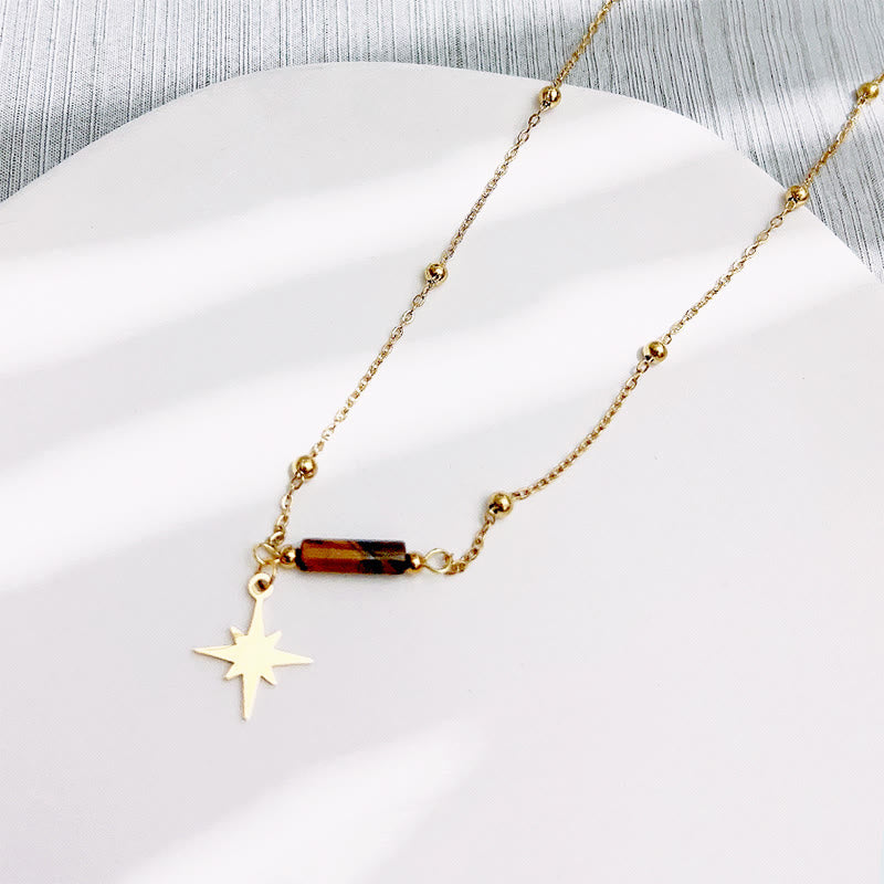 Olivenorma Natural Tiger Eye Star Pendant Orecchini Collana Bracciale
