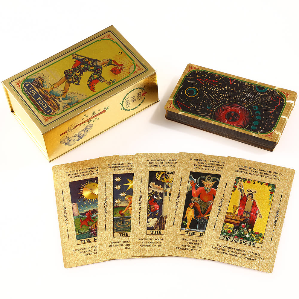 Olivenorma Bronzing Cosmic Red Sun Golden Tarot Deck Carte