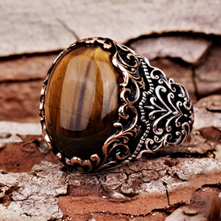 Anello da uomo Olivenorma con pietra preziosa occhio di tigre