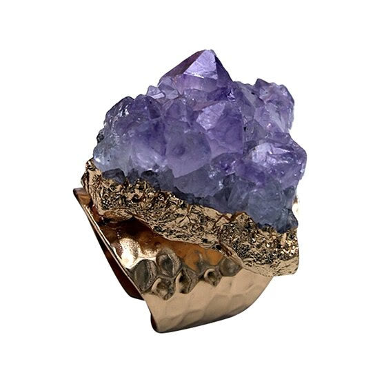 Anello Olivenorma Retro regolabile in ametista naturale