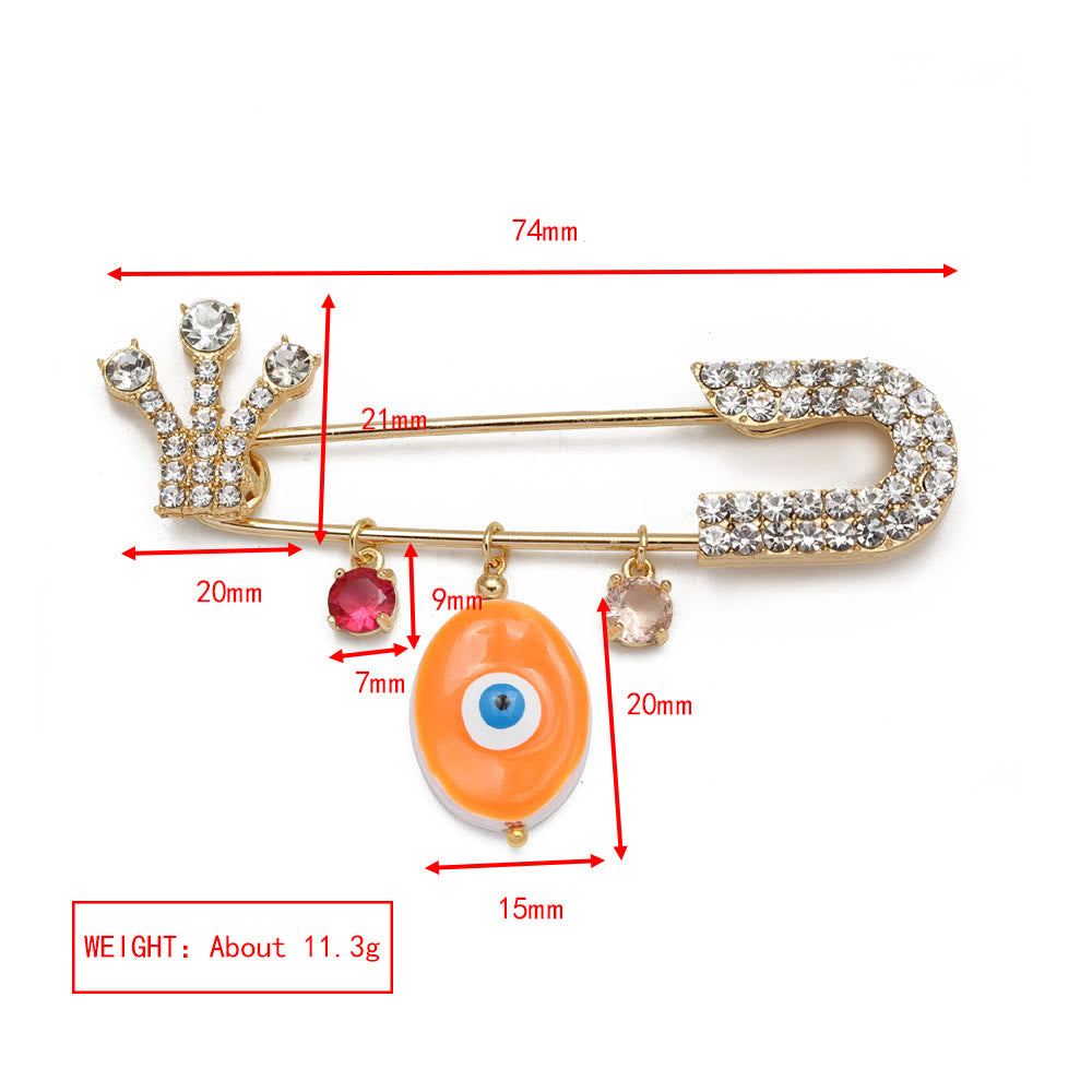 Spilla a forma di cuore con occhio maligno in zircone bianco Olivenorma 