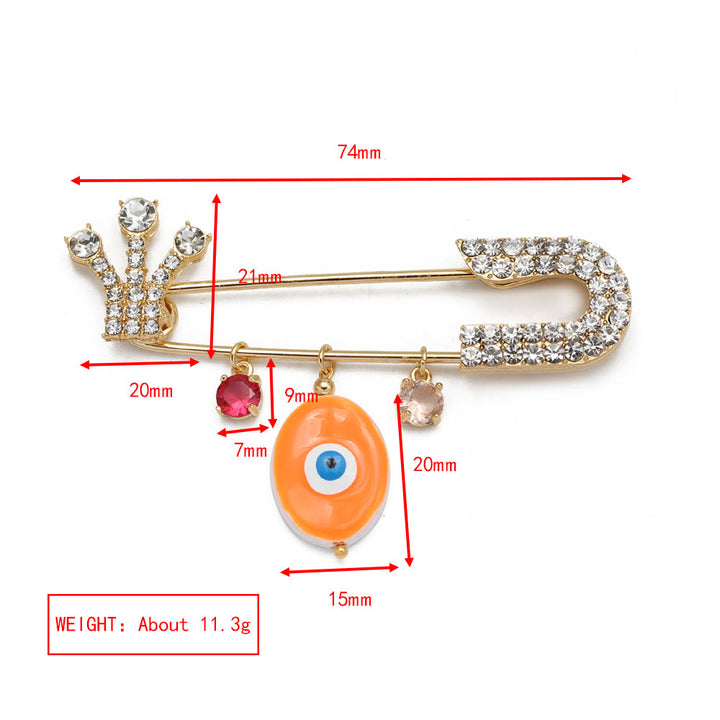 Spilla a forma di cuore con occhio maligno in zircone bianco Olivenorma 