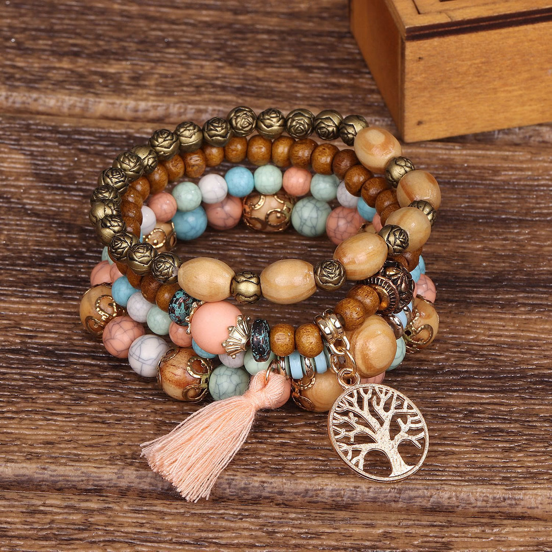 Olivenorma Bohemia Tree Of Life Braccialetto di perline Set (4 pezzi)