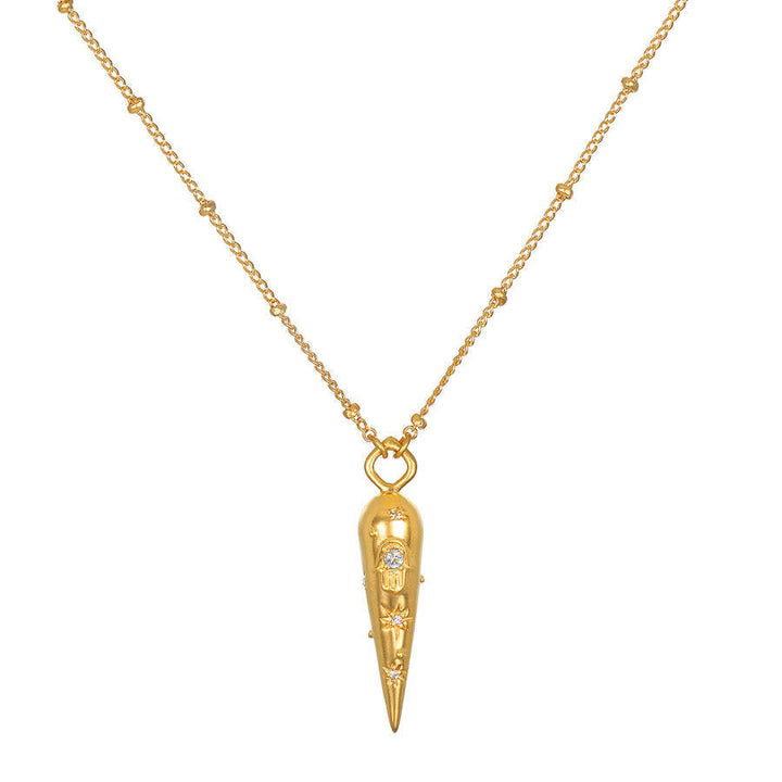 Collana Olivenorma in acciaio al titanio 316L con zircone bianco Hamsa
