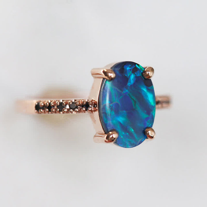 Olivenorma Sapphire con opale - Anello da 3 pezzi