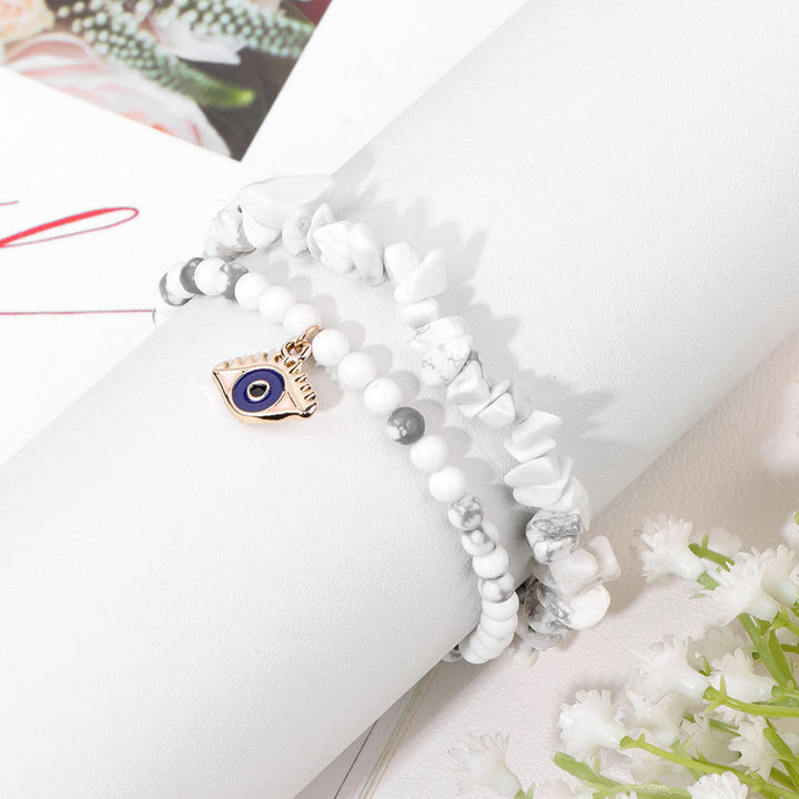 Olivenorma Ciondolo Malocchio Doppio Strato Braccialetto di Cristallo Set