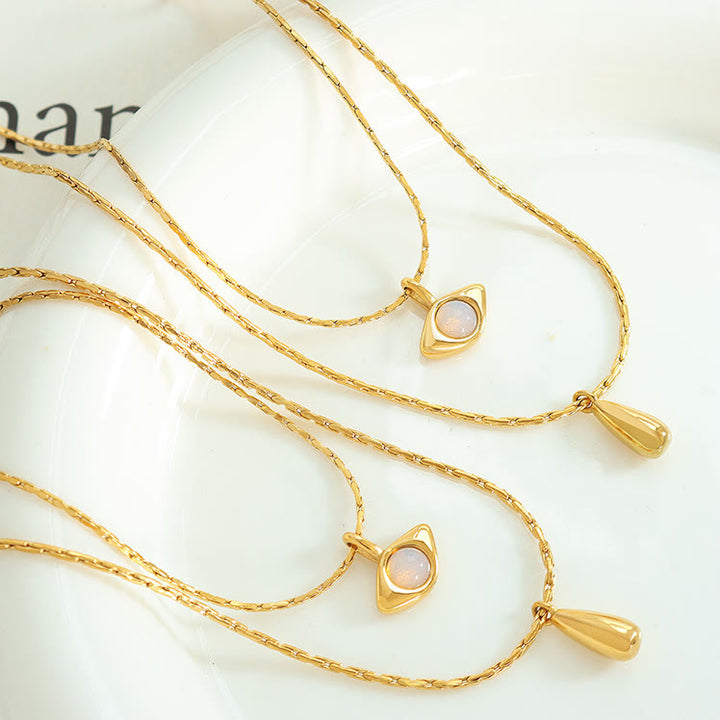 Collana a doppio strato con ciondolo malocchio in opalite Olivenorma - image 11