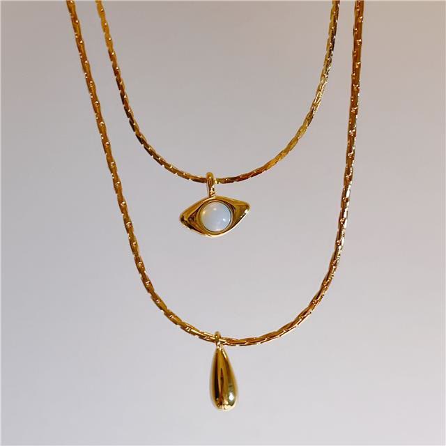 Collana a doppio strato con ciondolo malocchio in opalite Olivenorma - image 4