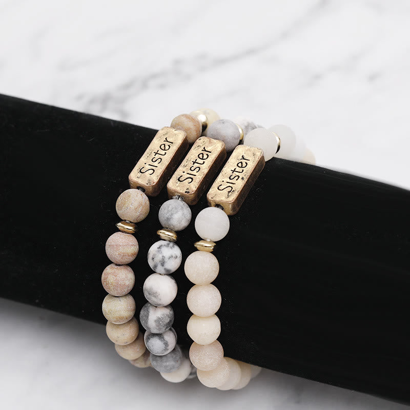Bracciale con incisione della sorella in pietra preziosa naturale Olivenorma 