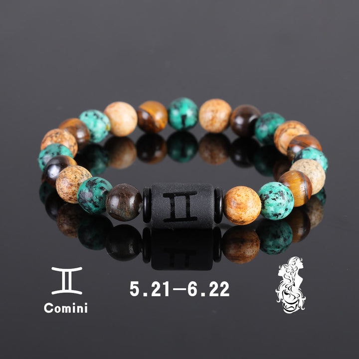 Bracciale con ciondolo zodiacale in bronzite con occhio di tigre Olivenorma
