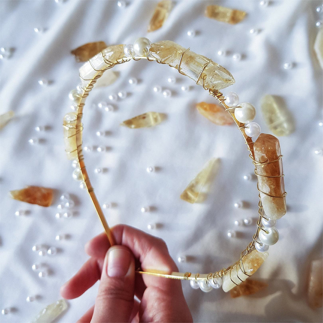 Olivenorma Citrino Ametista Con Corona Di Cristallo Perla 