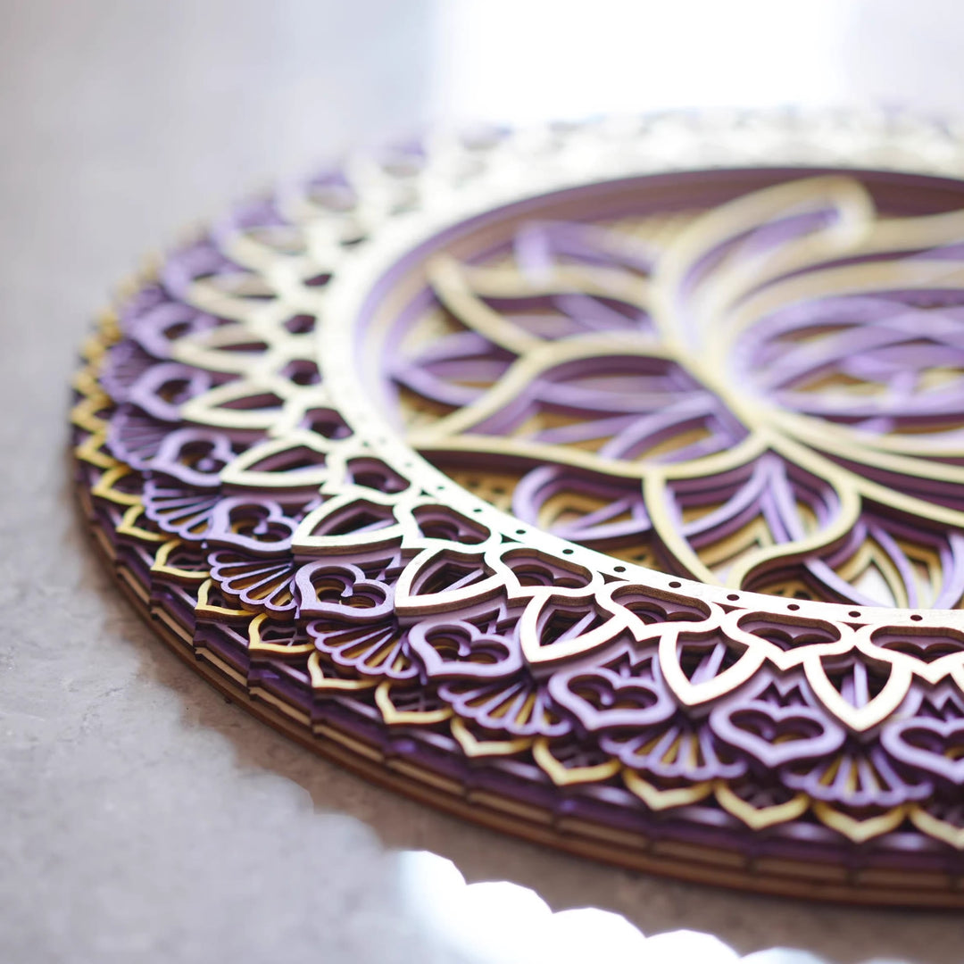 Olivenorma Decorazione murale con incisione 3D Mandala di loto rosa