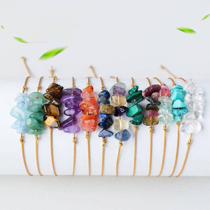 Bracciale intrecciato con pietre preziose irregolari "Nature's Healing Wishes" Olivenorma