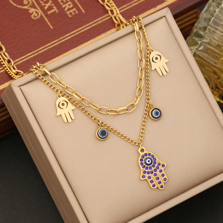 Olivenorma Evil Eye Hamsa Epoxy Collana Bracciale Orecchini Set