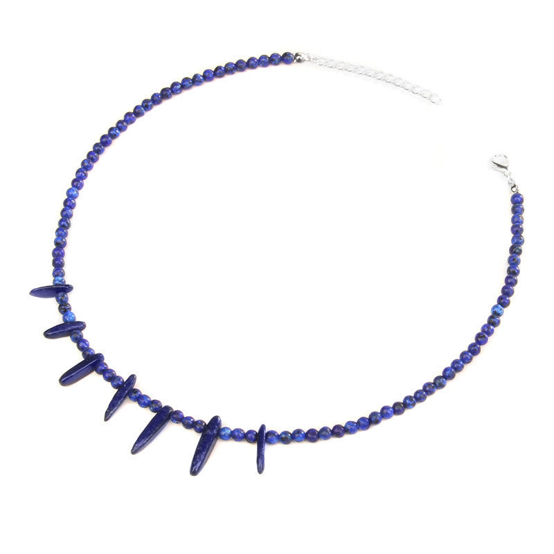 Olivenorma Collana Bohémien in Pietra Zanna Naturale con Perline da 4 mm