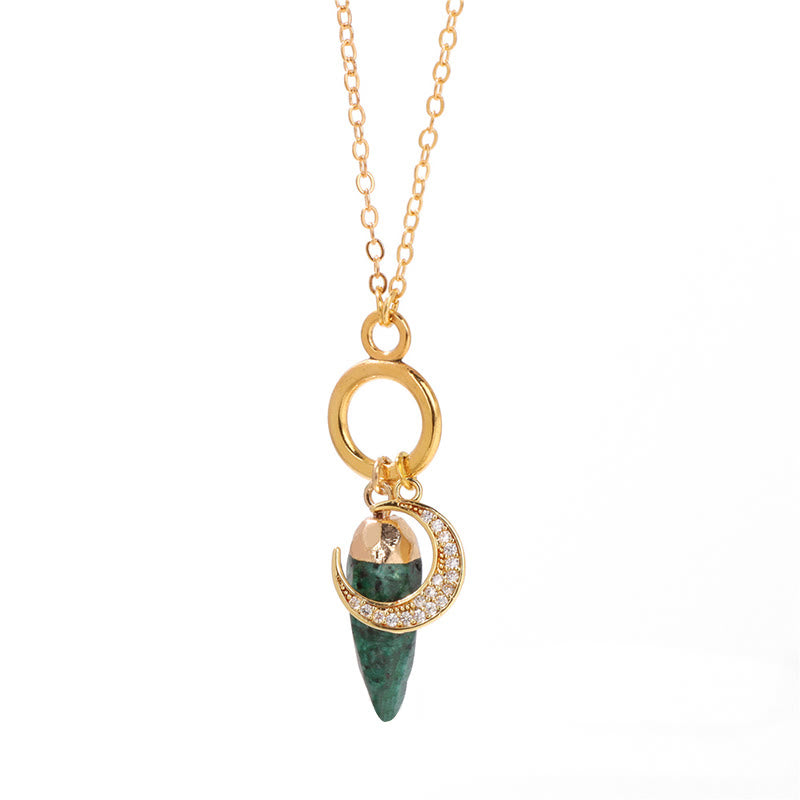 Collana con ciondolo a forma di luna con zirconi e cristalli di competizione Olivenorma