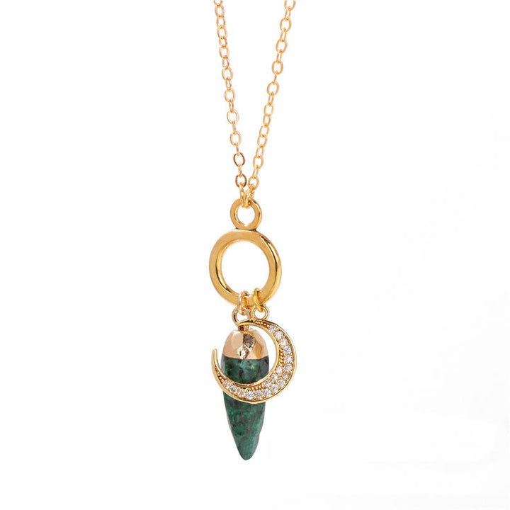 Collana con ciondolo a forma di luna con zirconi e cristalli di competizione Olivenorma