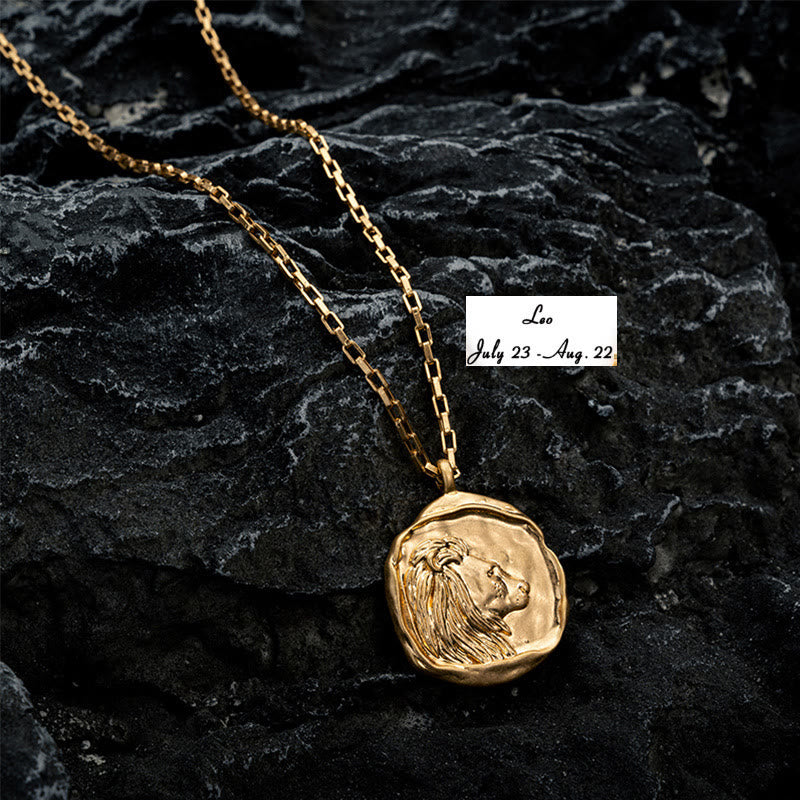 Collana Olivenorma Zodiac in acciaio al titanio placcato oro 18k
