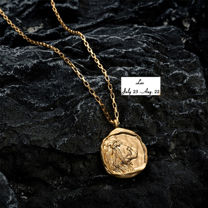 Collana Olivenorma Zodiac in acciaio al titanio placcato oro 18k