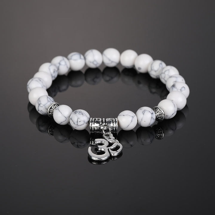 Bracciale con simbolo Om in perline di cristallo naturale Olivenorma