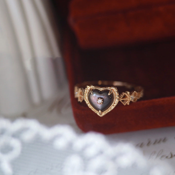 Anello Olivenorma in argento sterling placcato oro con labradorite a forma di cuore