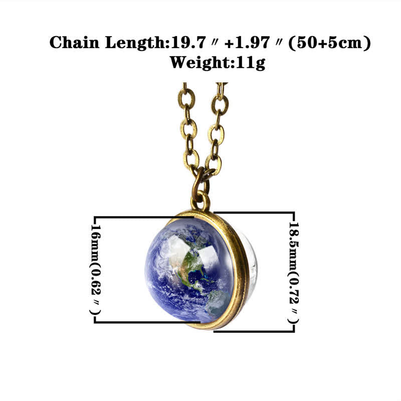 Collana Olivenorma con pianeti e cielo in vetro bifacciale