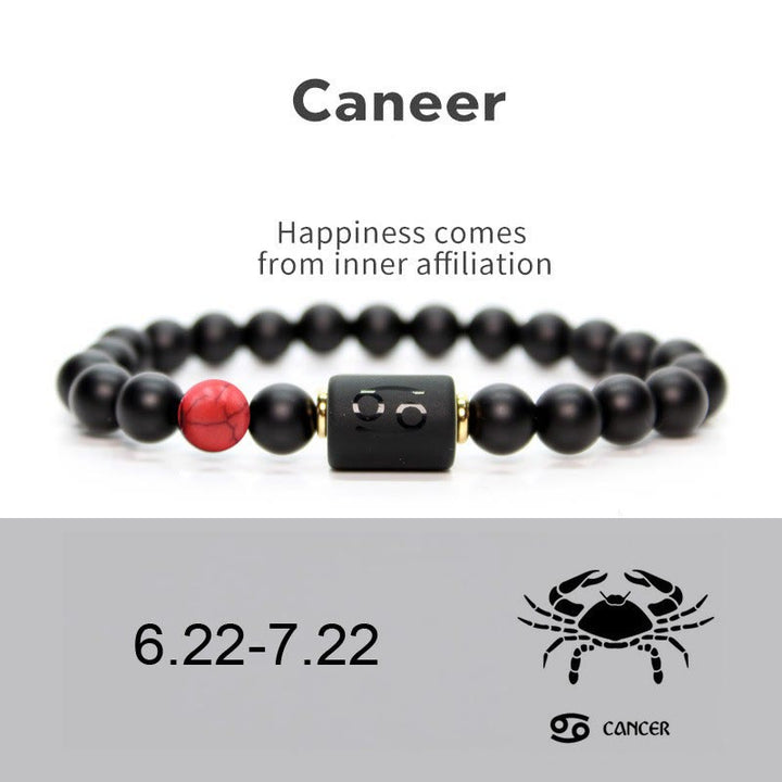 Olivenorma Bracciale da uomo con zodiaco in onice nero naturale