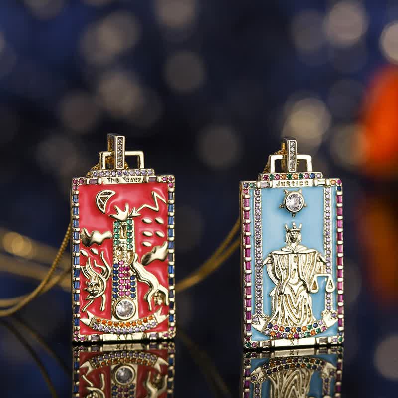 Collana con carta dei tarocchi Olivenorma in smalto