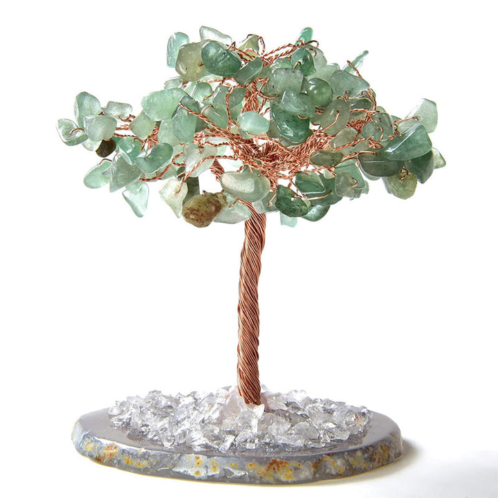 Albero Feng Shui in pietra preziosa naturale Olivenorma Avventurina con base in agata 