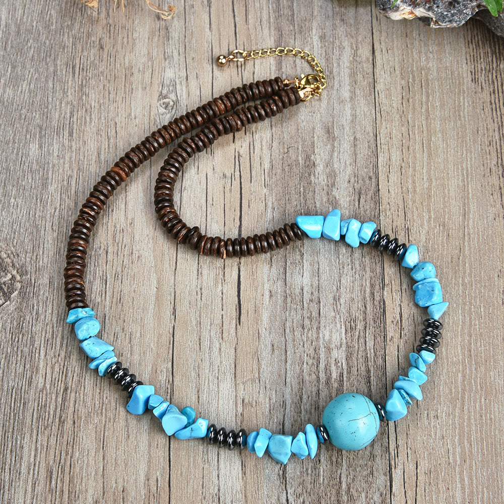 Collana con ciondolo a forma di palla di perline in pietra naturale Olivenorma