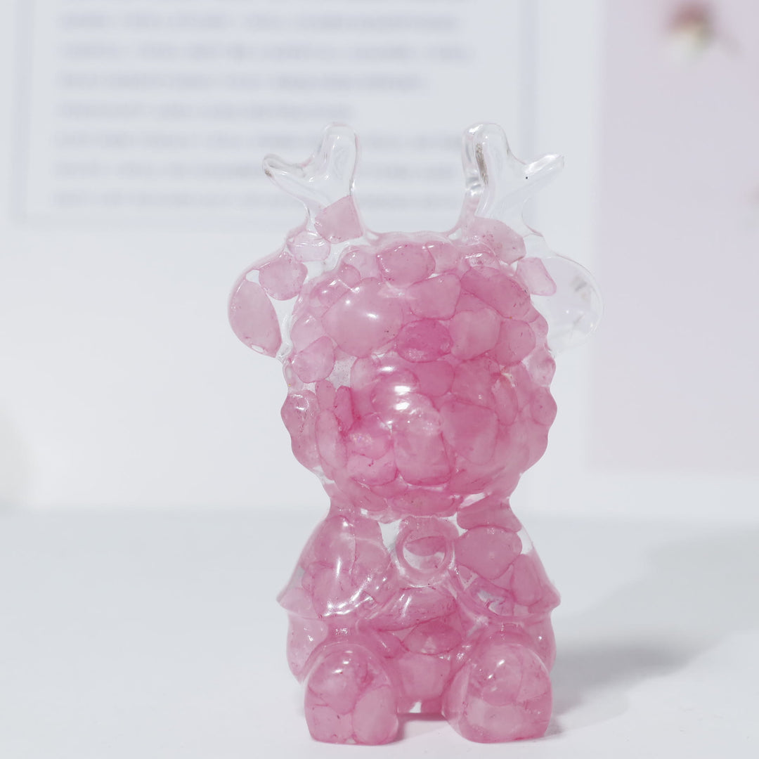 Ornamento di alce in cristallo naturale Olivenorma, decorazione con pietre preziose