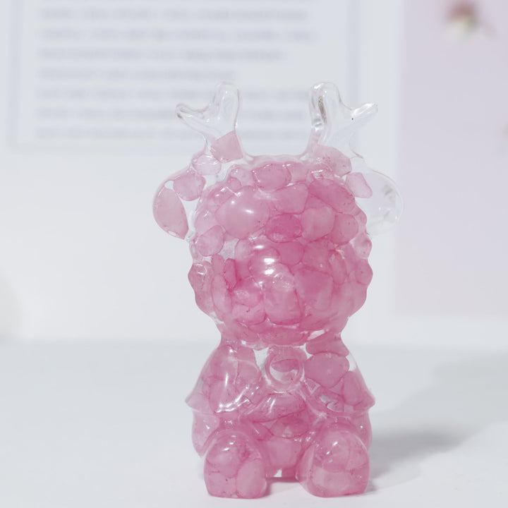 Ornamento di alce in cristallo naturale Olivenorma, decorazione con pietre preziose