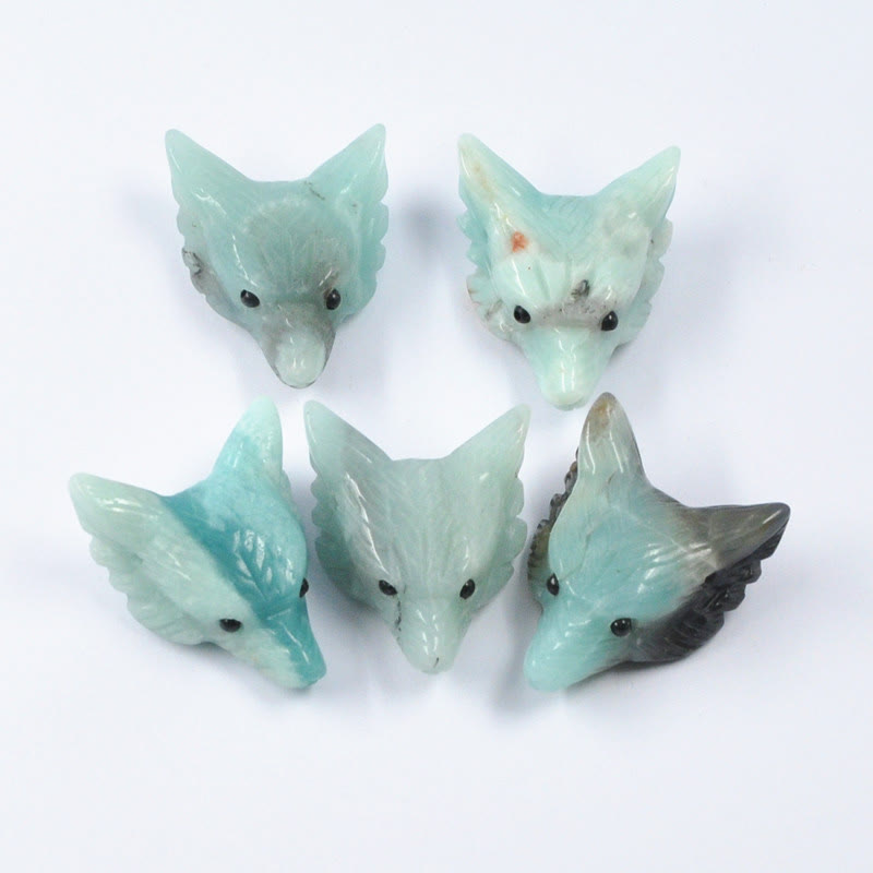 Decorazione in pietra preziosa con testa di lupo guardiano spirituale Olivenorma - Amazzonite - Con carta - image 12