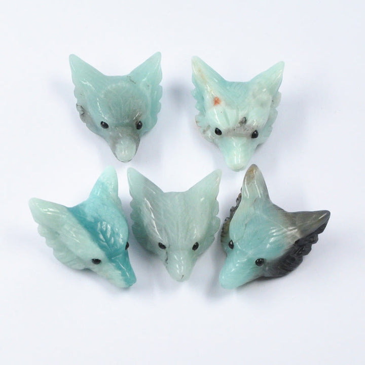 Decorazione in pietra preziosa con testa di lupo guardiano spirituale Olivenorma - Amazzonite - Con carta - image 12