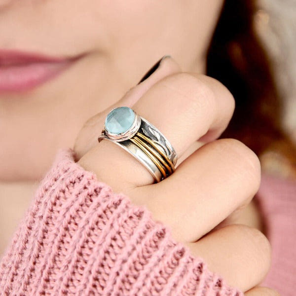 Anello girevole Olivenorma Acquamarina
