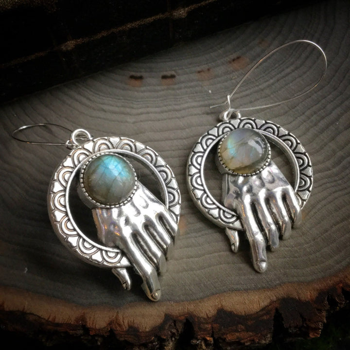 Orecchini con design a mano in labradorite Olivenorma