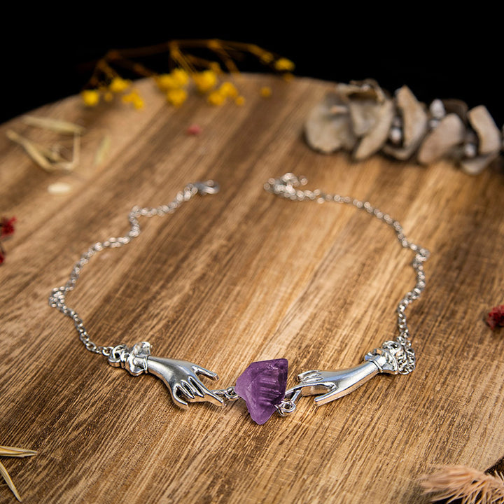Collana di guarigione della mano dell'angelo di ametista