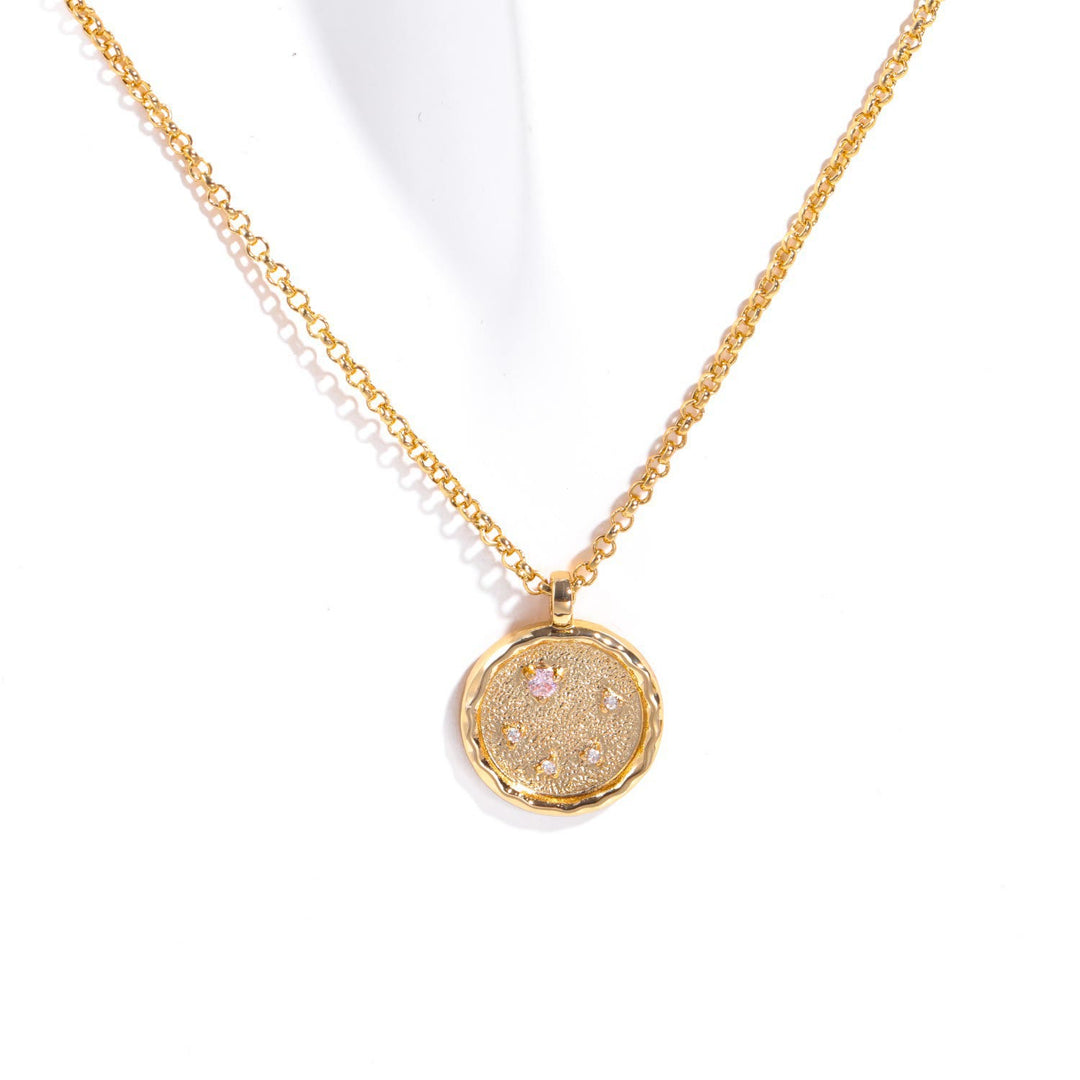 Collana con pietra portafortuna dello zodiaco in zircone bianco Olivenorma 
