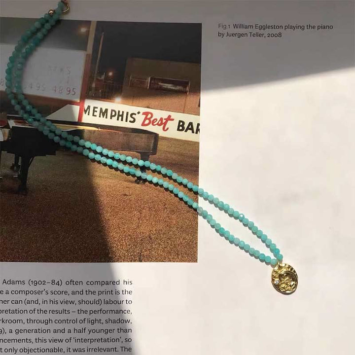 Collana con ciondolo in metallo con cristallo naturale Olivenorma