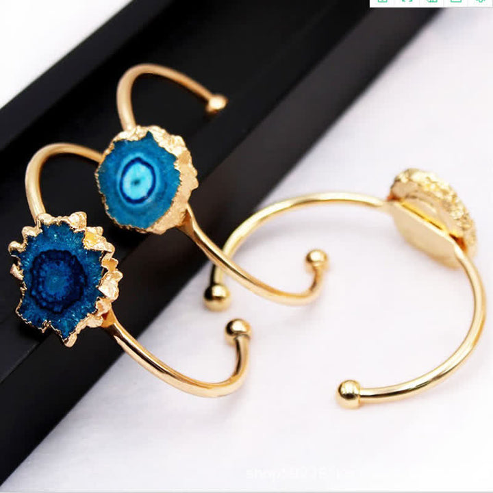Bracciale con pietre preziose naturali a forma di girasole irregolare
