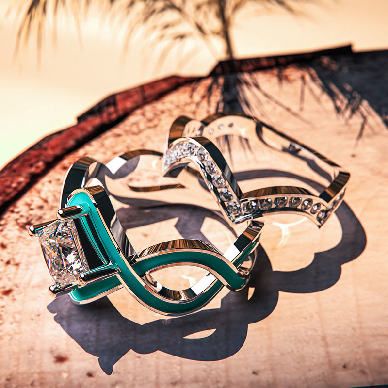 Anello Olivenorma Turchese Ocean Wave