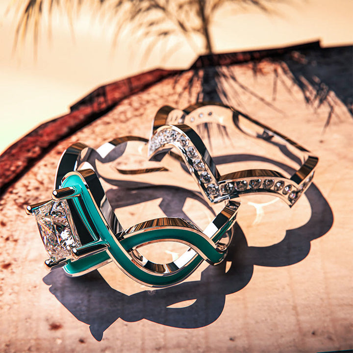 Anello Olivenorma Turchese Ocean Wave