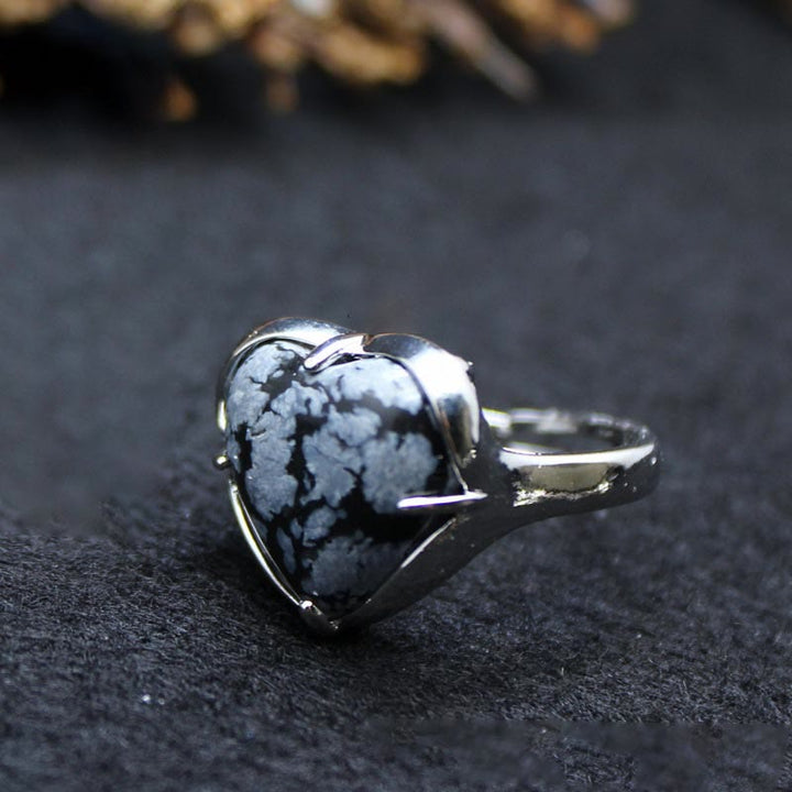 Anello a forma di cuore in cristallo di pietra naturale Olivenorma