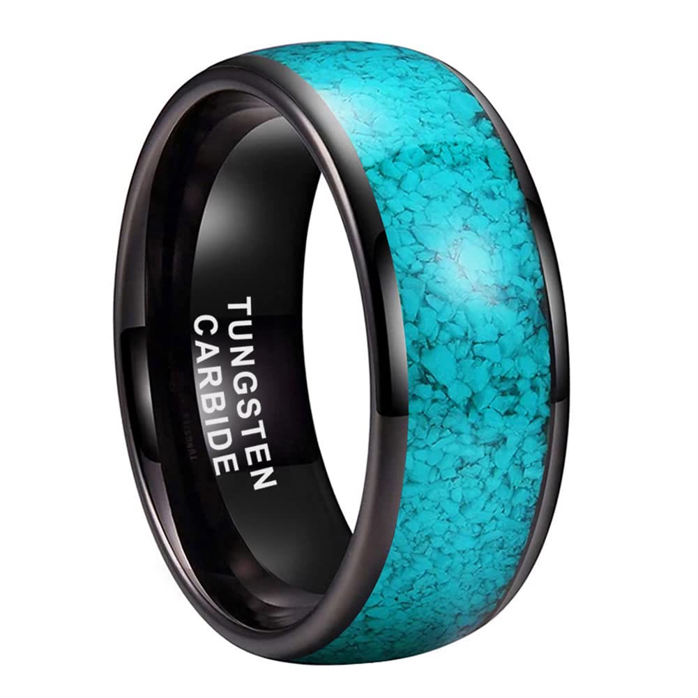 Anello da uomo Olivenorma in carburo di tungsteno turchese schiacciato