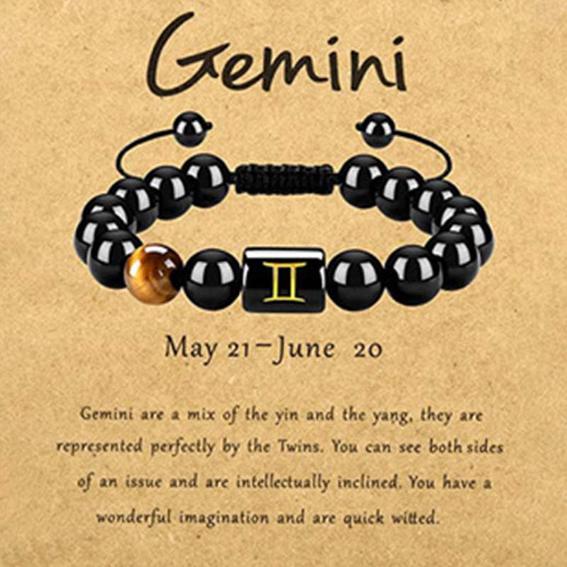 Braccialetto zodiacale Olivenorma Tiger Eye con ossidiana 