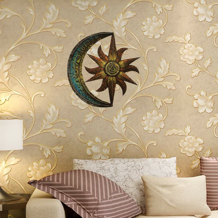 Olivenorma Decorazione da parete in metallo a tema celeste Sole e Luna