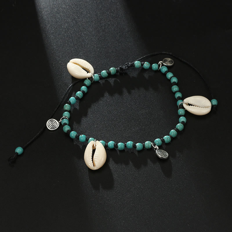 Olivenorma Bracciale Cavigliera con Ciondolo in Perline di Turchese Naturale