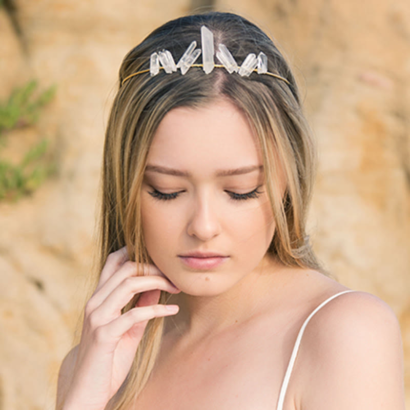 Olivenorma Clear Crystal Minimal Fairy Crystal Crown - image 3