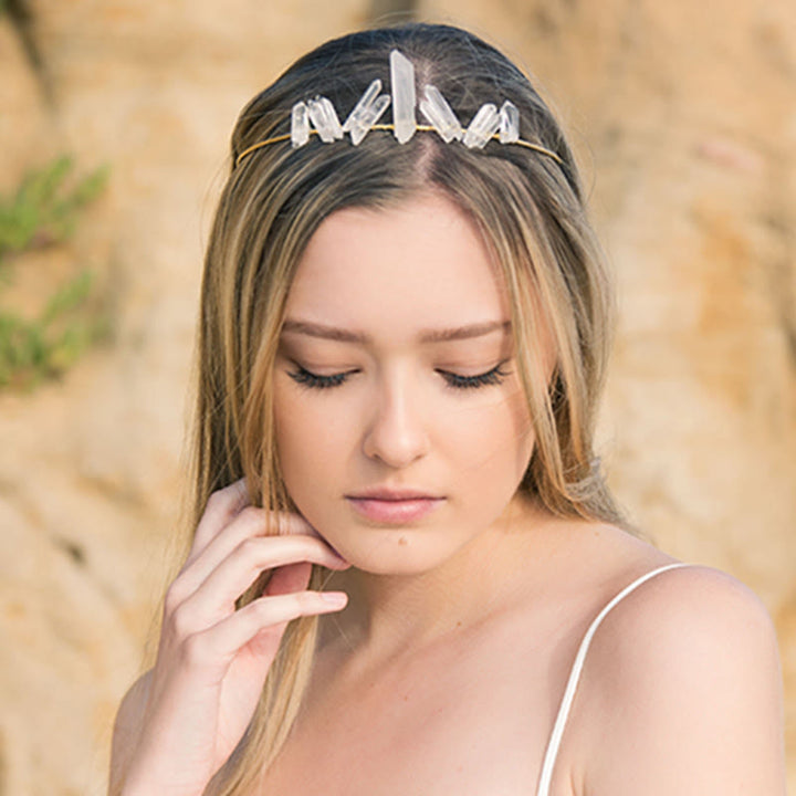 Olivenorma Clear Crystal Minimal Fairy Crystal Crown - image 3