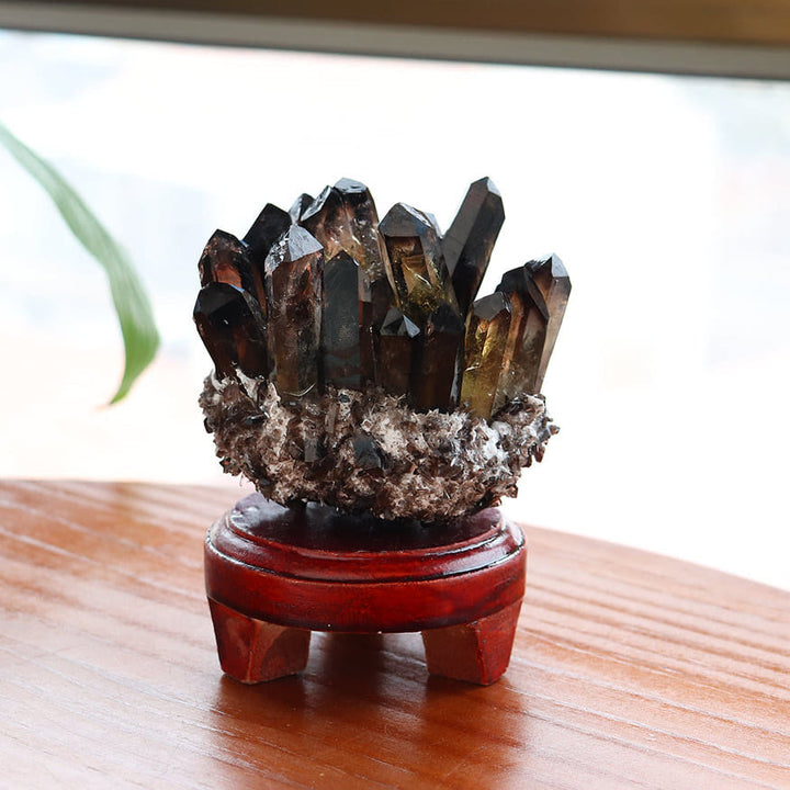 Decorazione con pietra preziosa a grappolo di quarzo fumé naturale Olivenorma